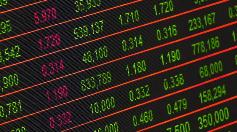 Painel eletrônico exibindo dados e cotações do mercado financeiro